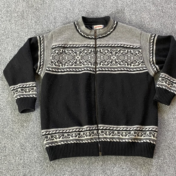 Norwear Sweater Women Medium Cardigan Full Zip Fair Isle Wool Jacket Iceland
